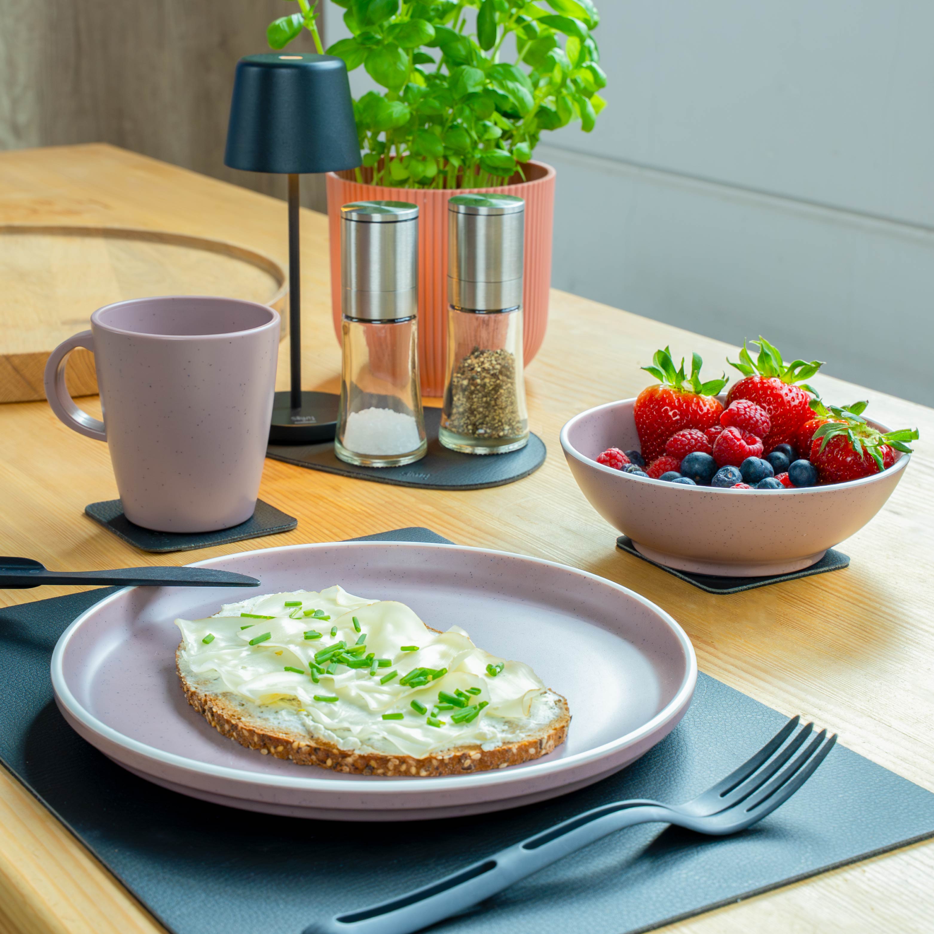 Kunststoff-Set rose Tisch