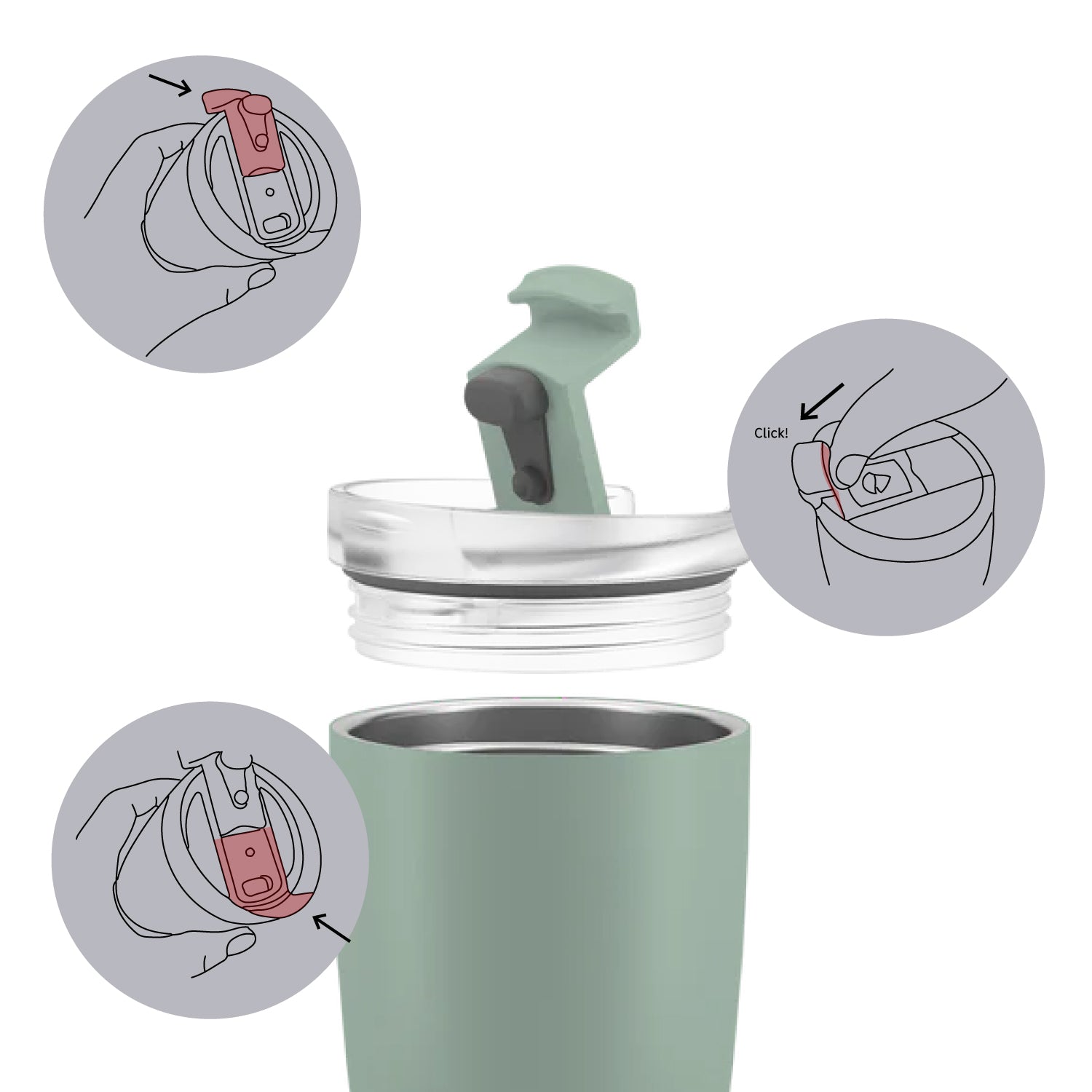 Dank des Fliplids ist der Thermocup zu 100% dicht.