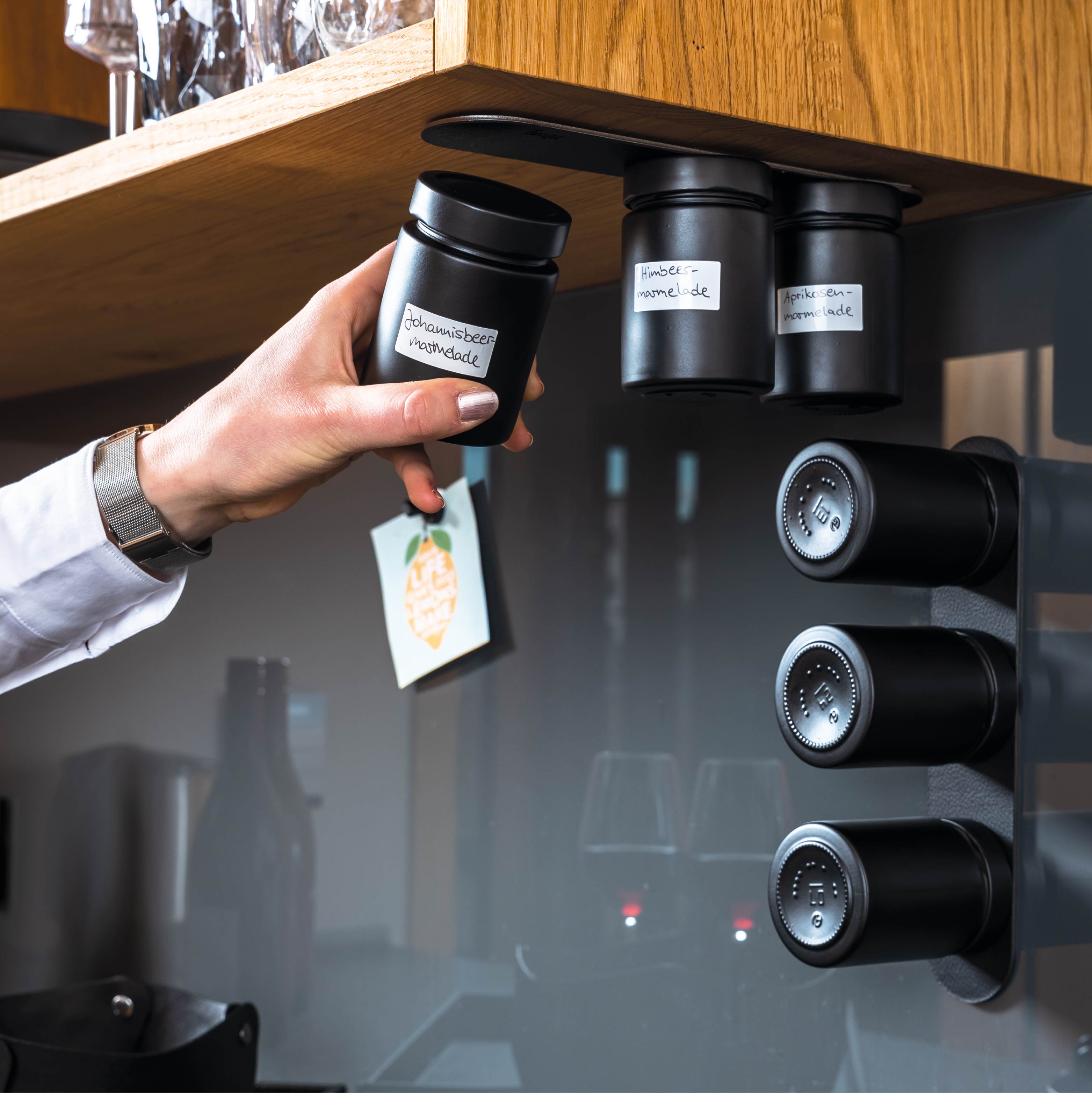 Magnet-Feinkostgläser ALL BLACK 192 ml inkl. Leiste BLACK