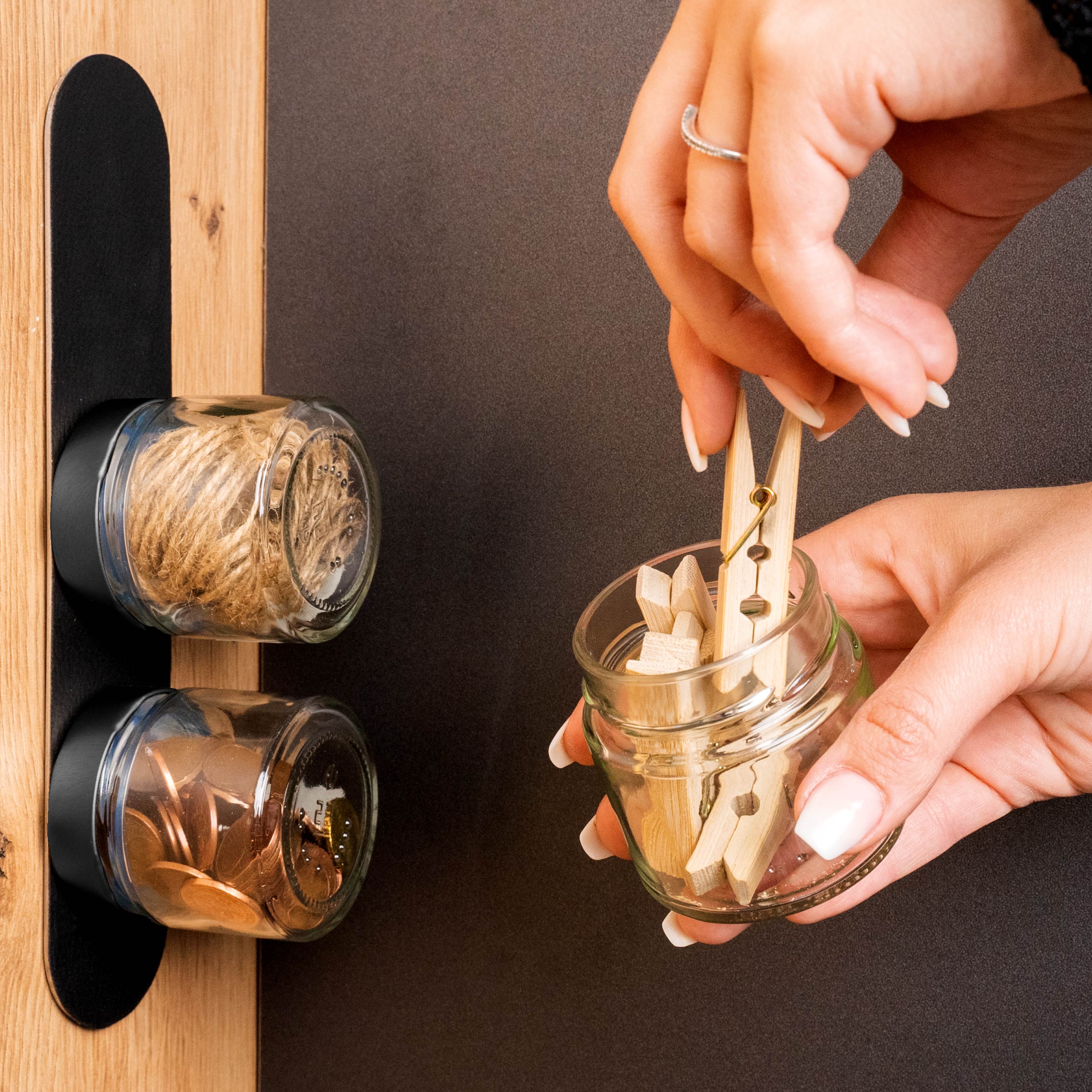 Magnet-Feinkostgläser BLACK & CLASSY 125 ml inkl. Leiste BLACK